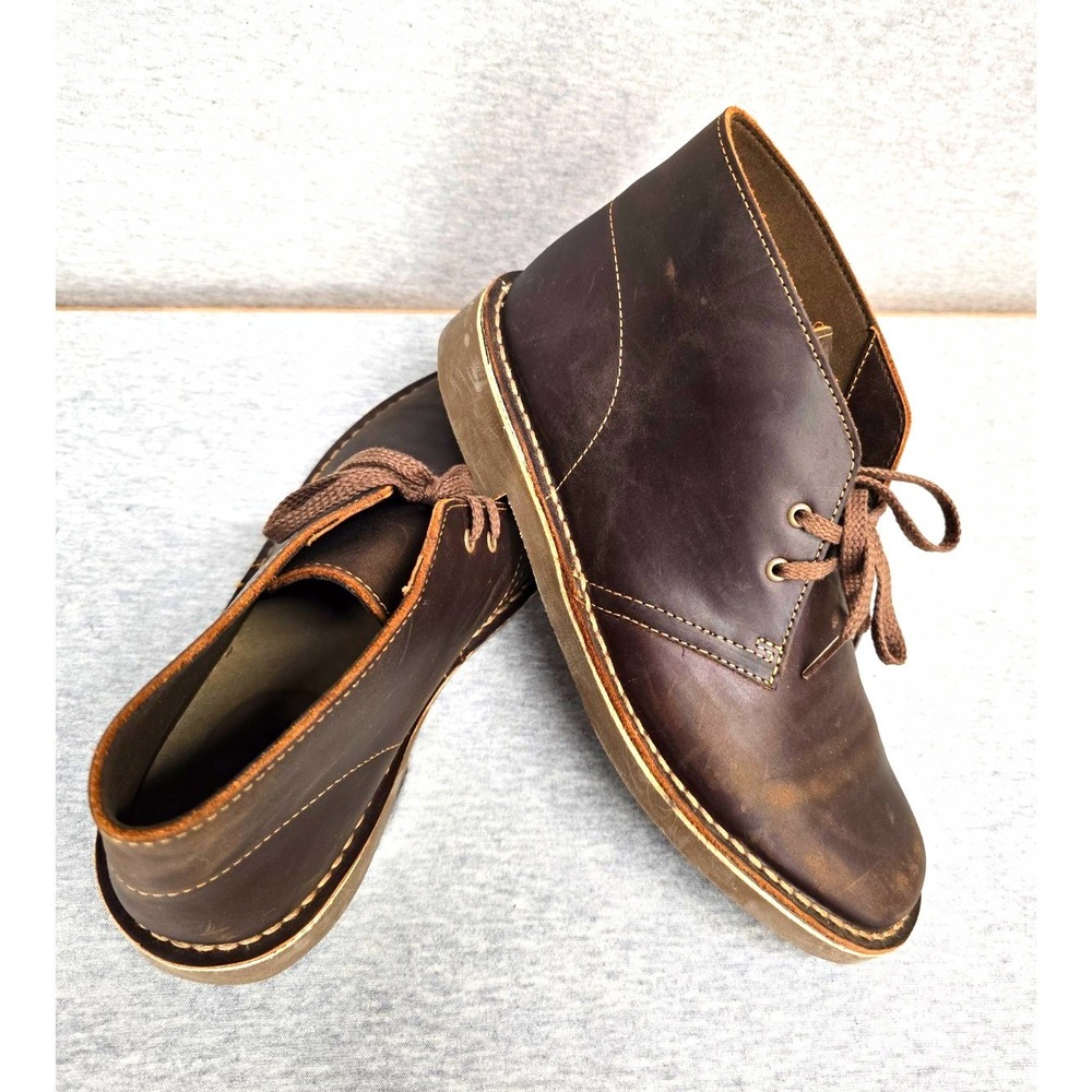 Clarks Bushacre 3 Men's Beeswax Leather Chukka Boots Size US 7 M (EU 39.5)